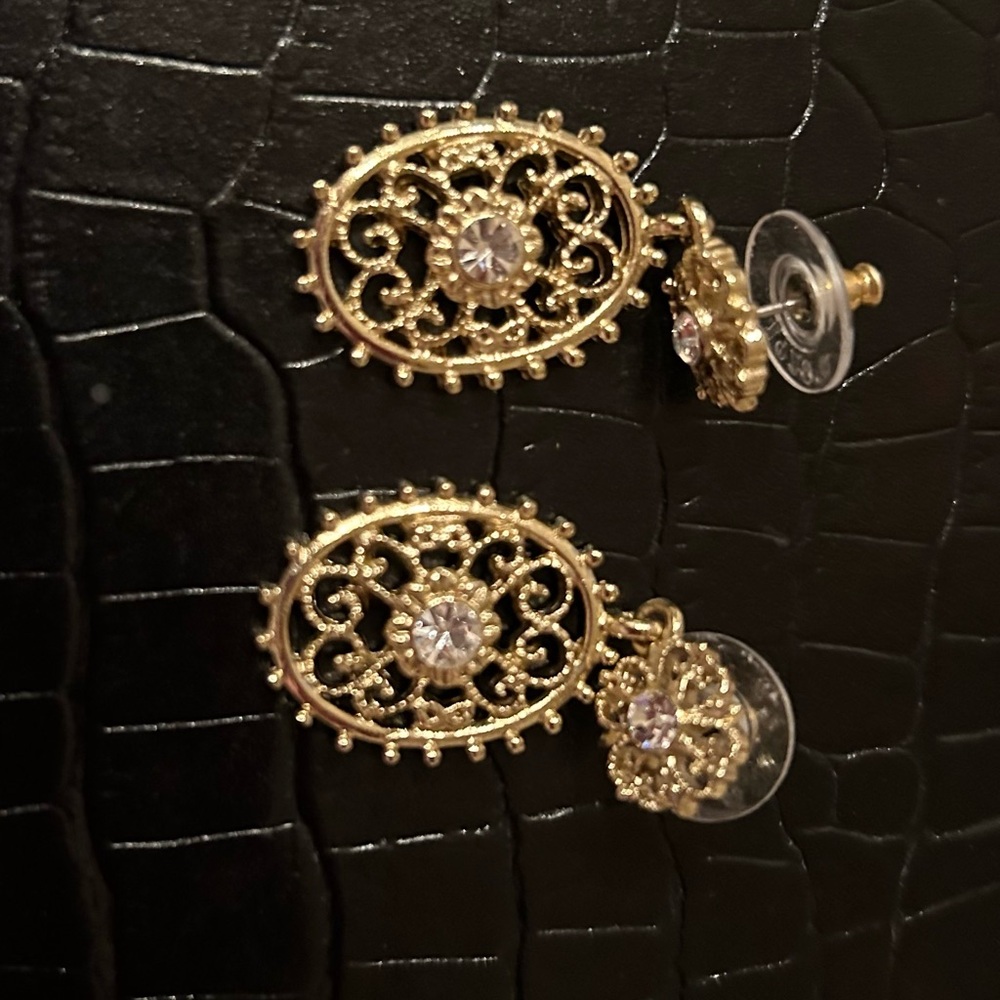 Macy's Gold Steampunk Earrings with Intricate Filigree
